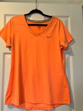 Nike Women's Orange Dri-FIT V-Neck Active Tee